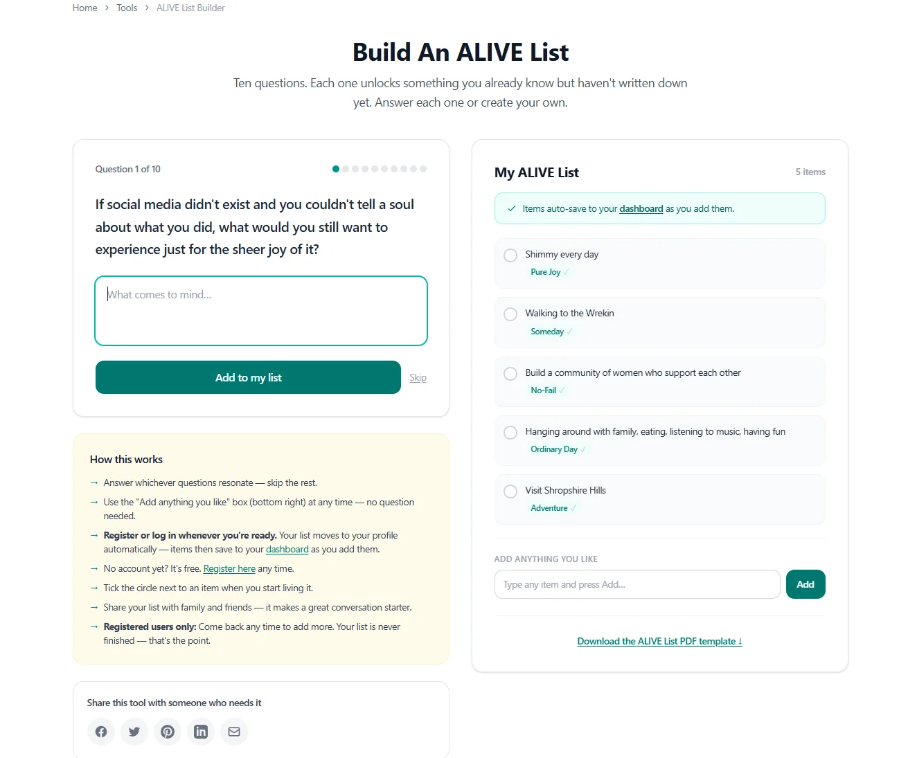Build An ALIVE List