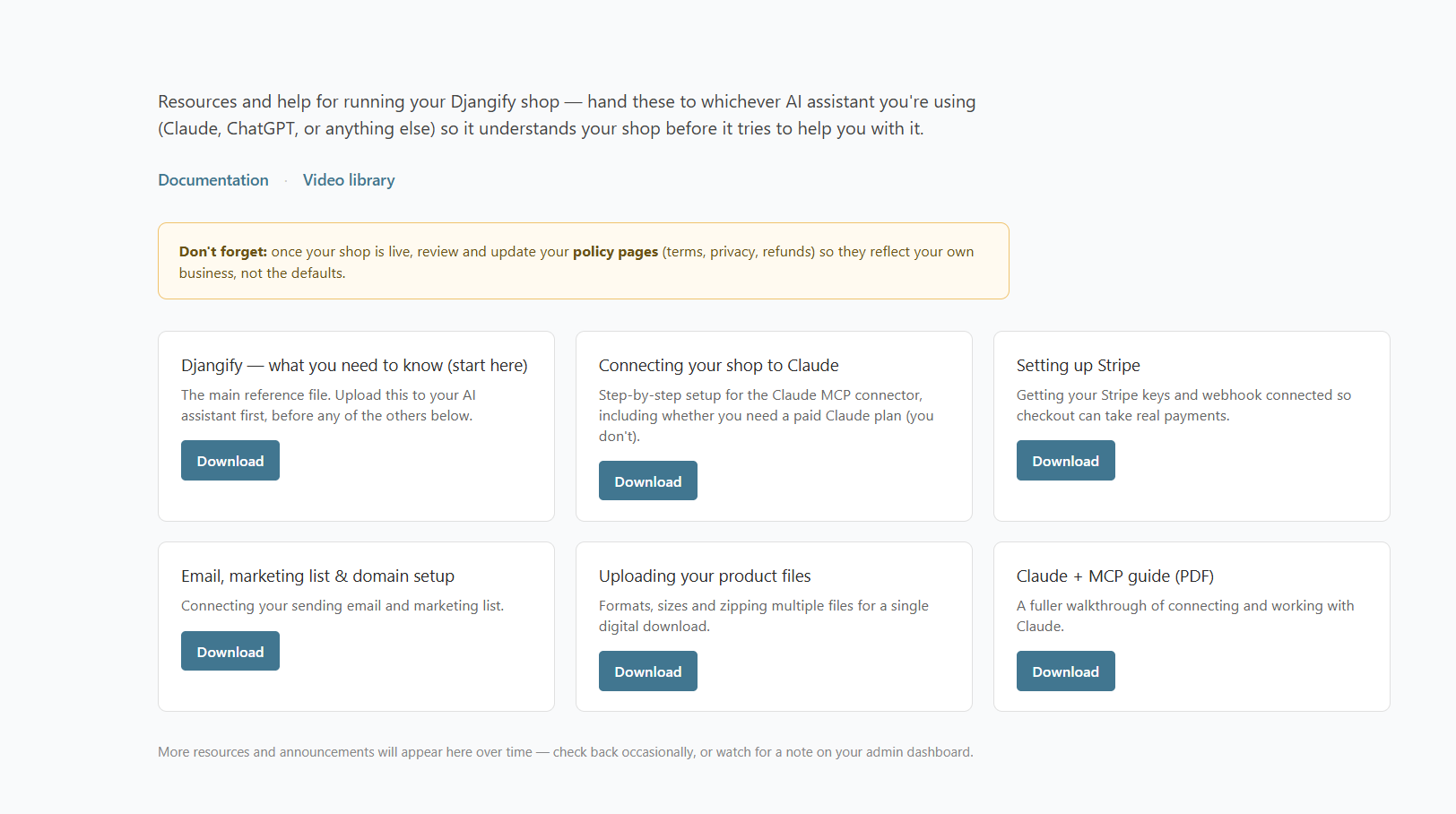 Admin Help Page for Owners