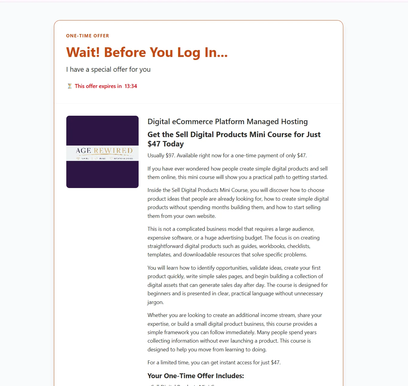 One Time Offer Feature